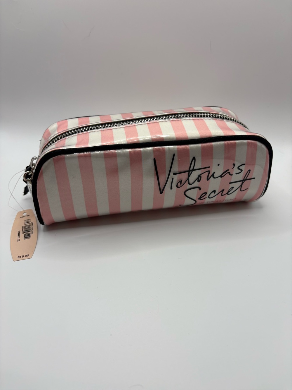 NWT Victoria's Secret Pink & White Striped Cosmetic Case